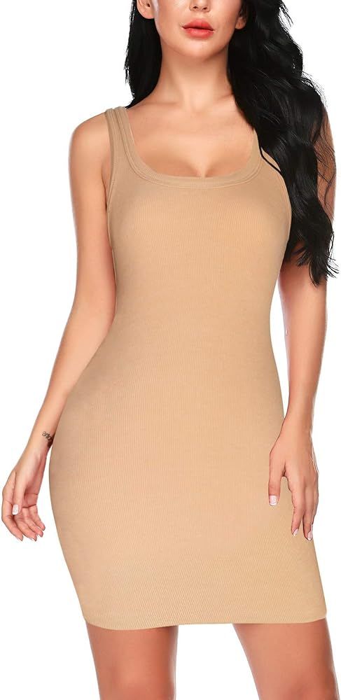 Women's Sleeveless Stretchy Casual Mini Midi Basic Bodycon Dress Slim Fitted Tank Dress | Amazon (US)