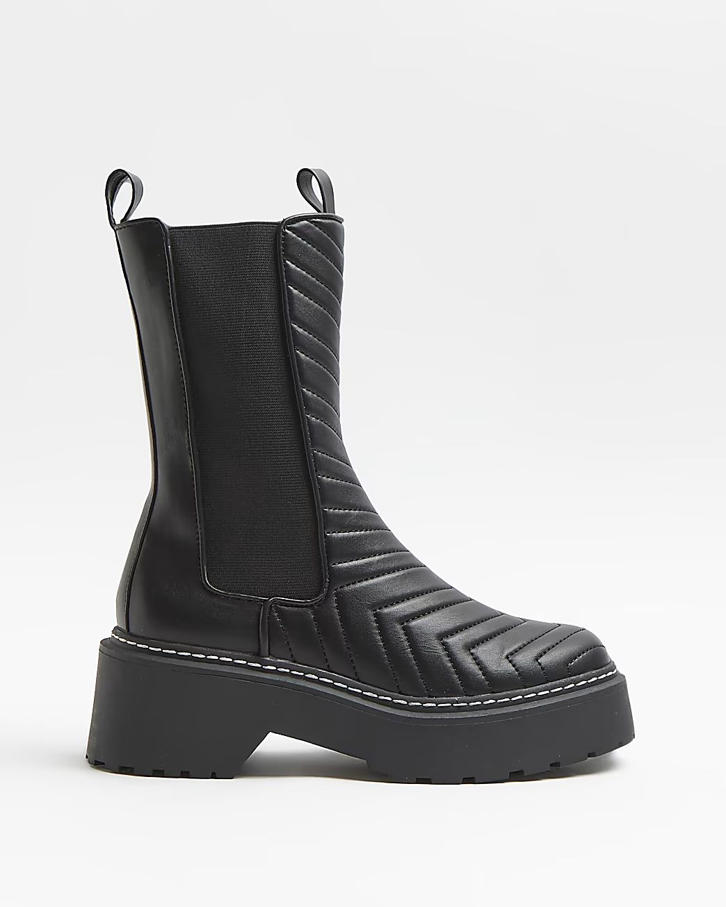 River Island Womens Black quilted chunky boots | River Island (US)