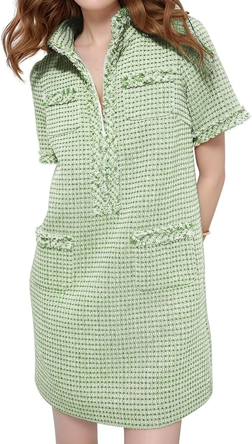 PEHMEA Womens Tweed Dress 2026 Short Sleeve Shift Mini Elegant Formal Work Cocktail Party Dresses | Amazon (US)