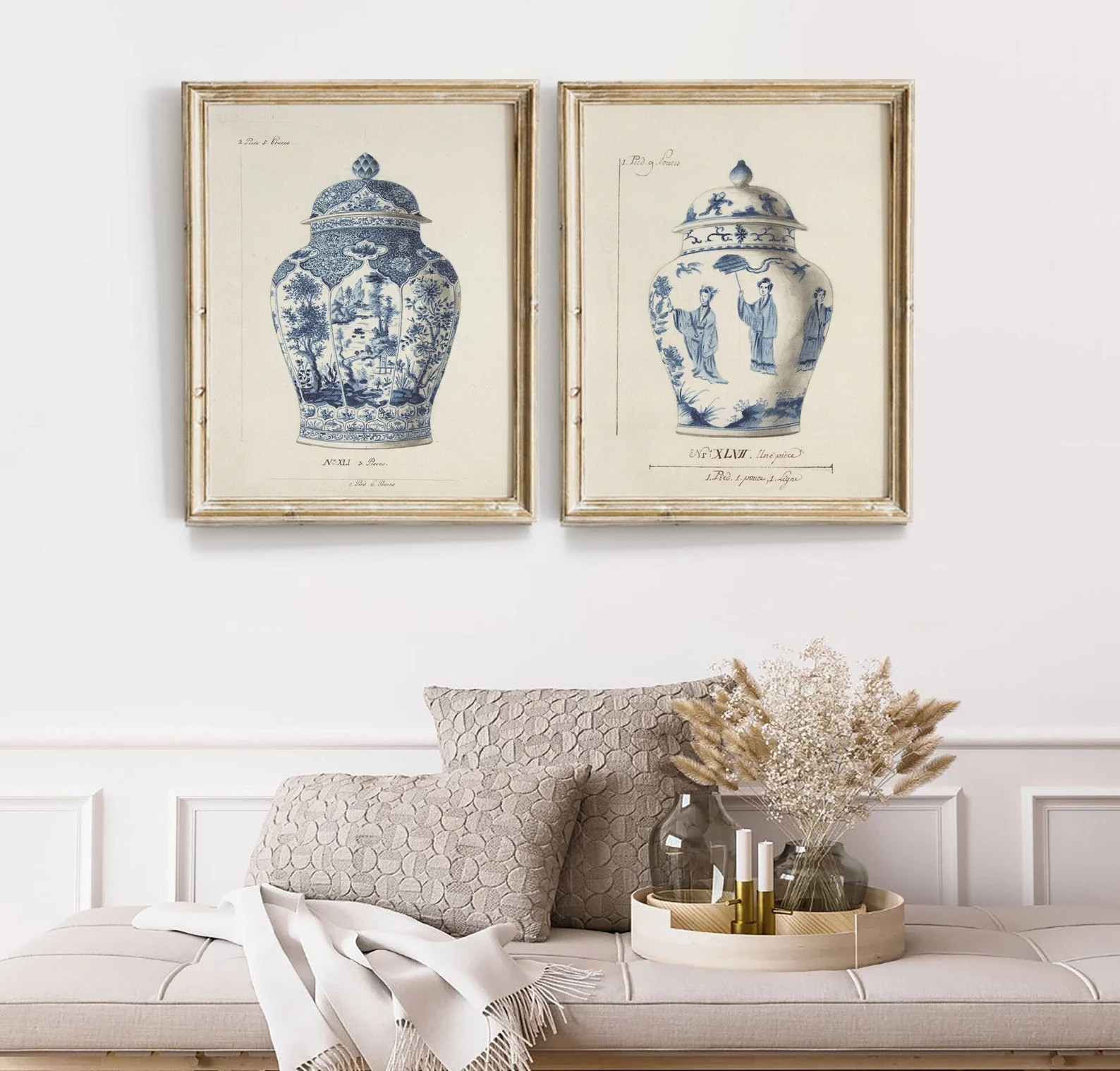 Chinoiserie Vase Prints, Set of 2 Prints, Blue and White Chinoiserie Art Print, Chinoiserie Ginge... | Etsy (US)