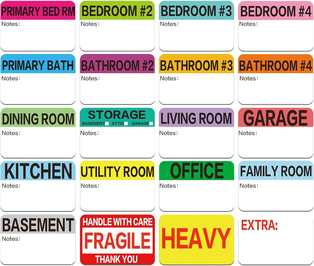 600 Count 3 x 2 Large Home Moving Packing Box Labels for 3-4 Bedroom House with Writable Notes Ar... | Amazon (US)