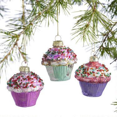 Mini Glass Cupcake Ornaments Set Of 3 | World Market