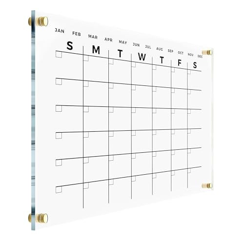 Premium Acrylic Wall Calendar - Reusable Board for Office and Home - Dry Erase Board - Large Glass Calendar for Wall (28x20") | Amazon (US)