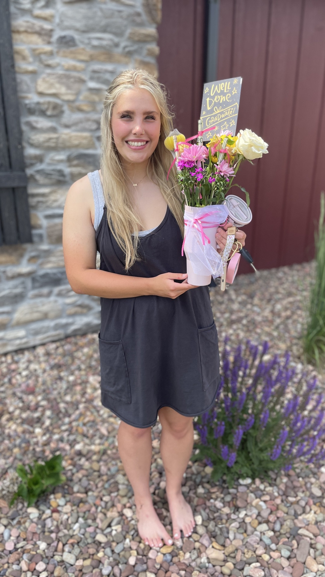 In need of a graduation gift a sweet I’m thinking of you gift idea.

A mug filled with flowers, cash, safety essentials, treats, gift cards, special photos and more—customized to fit your graduate’s personality, school colors, interests, or future plans. Such a thoughtful way to celebrate their next chapter