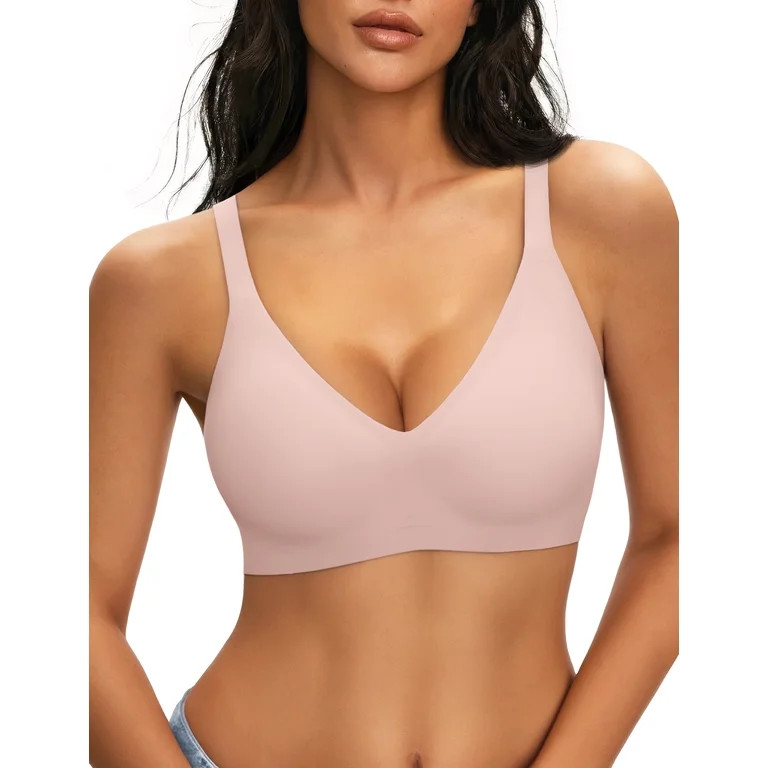 LUCKMEEY Women Deep V Plunge Seamless Wireless Support Convertible Bralette | Walmart (US)
