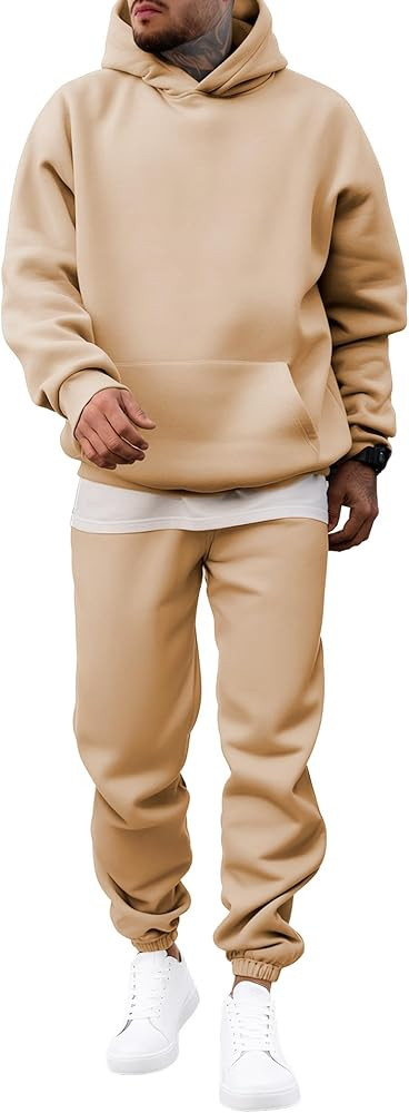 JMIERR Men's 2 Piece Outfits Hoodie Sweatshirt Tracksuit & Joggers Sweatpants Sweatsuit Set | Amazon (US)