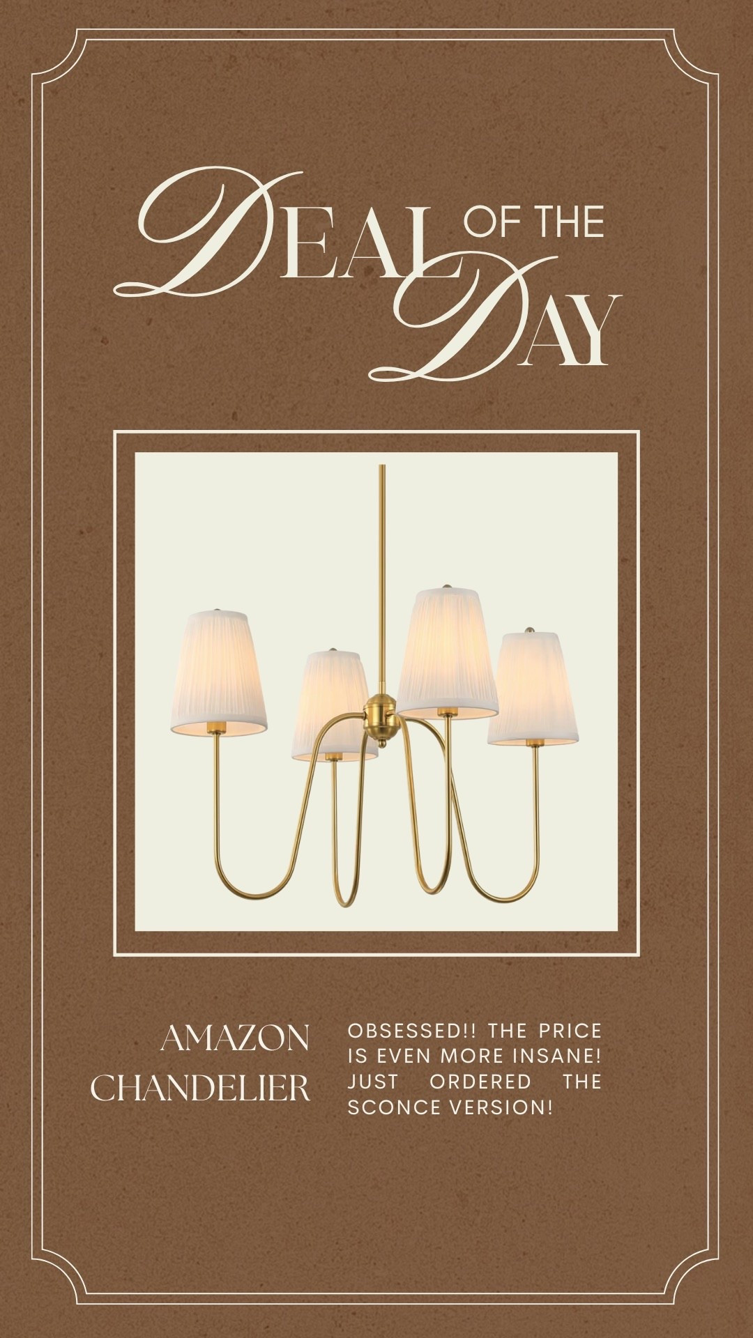 Deal of the day! This look for less chandelier is amazing!!!! The price is so good, I just ordered the sconce version!! 

deal of the day, amazon home, amazon lighting, amazon finds, amazon favorites 

#LTKHome