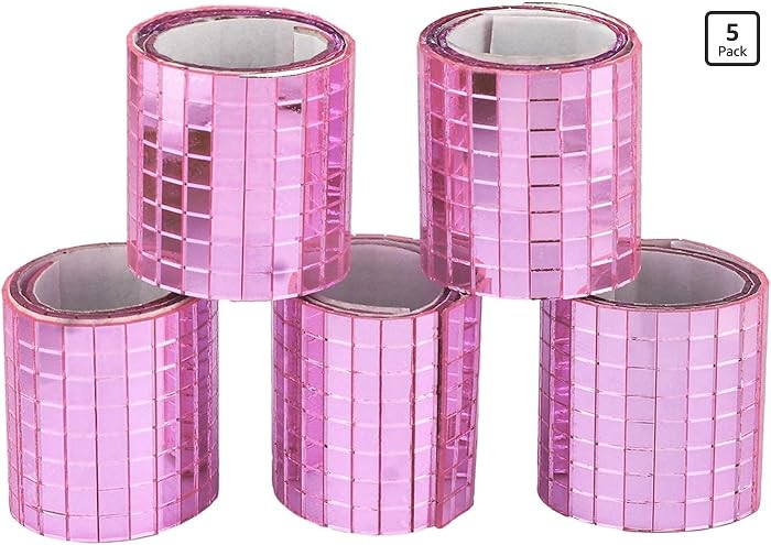 Glass Mirror Disco Tiles 2400Pcs, 5 x 5 mm Self-Adhesive Mirror Tiles for Craft Decoration Disco ... | Amazon (US)