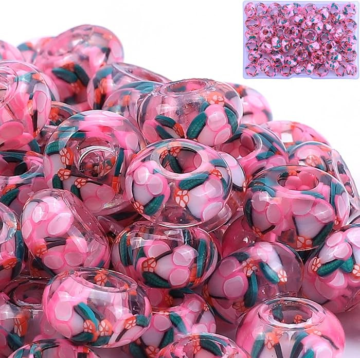 AIPRIDY Girls' Lucky Amber Beads & Spacers - European Craft Beads for DIY Charms Bracelet Jewelry... | Amazon (US)
