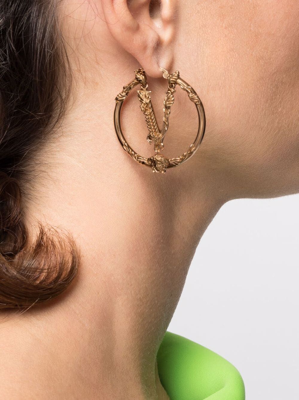 Versace Virtus Hoop Earrings - Farfetch | Farfetch Global