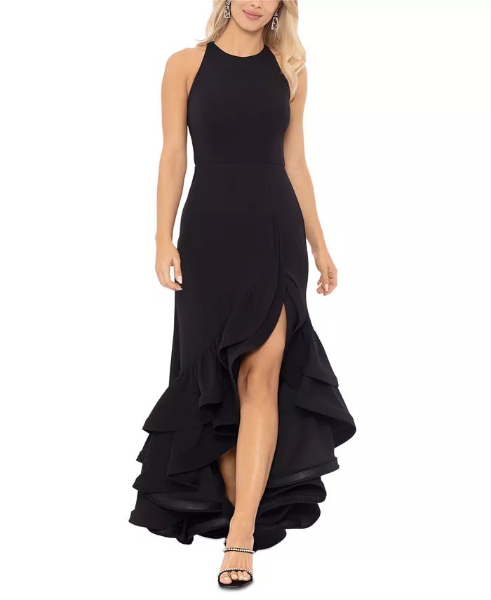 Tiered Ruffles Scuba Crepe Gown | Macy's