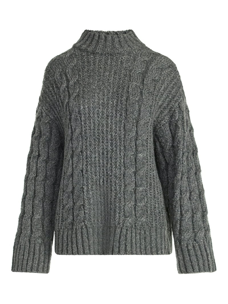 Scoop Women’s Oversized Cable Knit Sweater, Midweight, Size XS-XXL | Walmart (US)