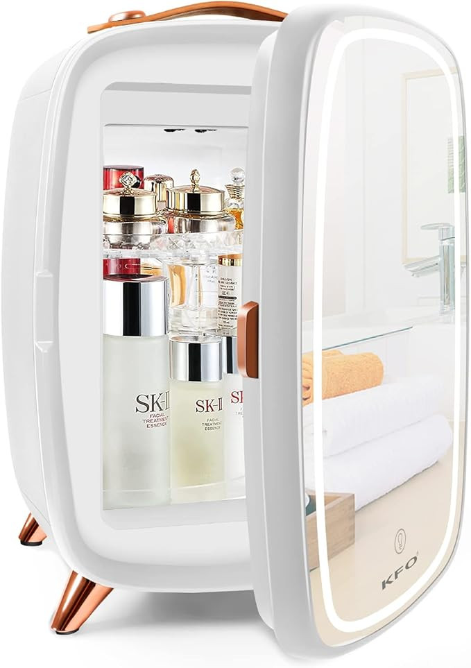 KFO Portable Mirrored Beauty Fridge With LED Lighting,6 Liter Portable Mini Fridge for Makeup, 4 ... | Amazon (US)