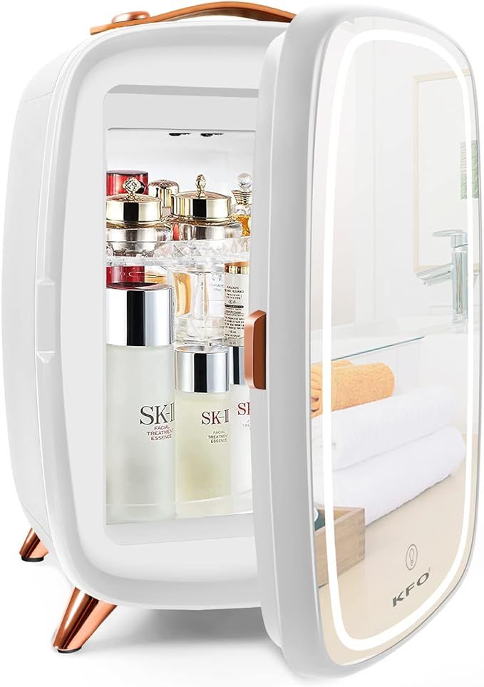 KFO Portable Mirrored Beauty Fridge With LED Lighting,6 Liter Portable Mini Fridge for Makeup, 4 ... | Amazon (US)