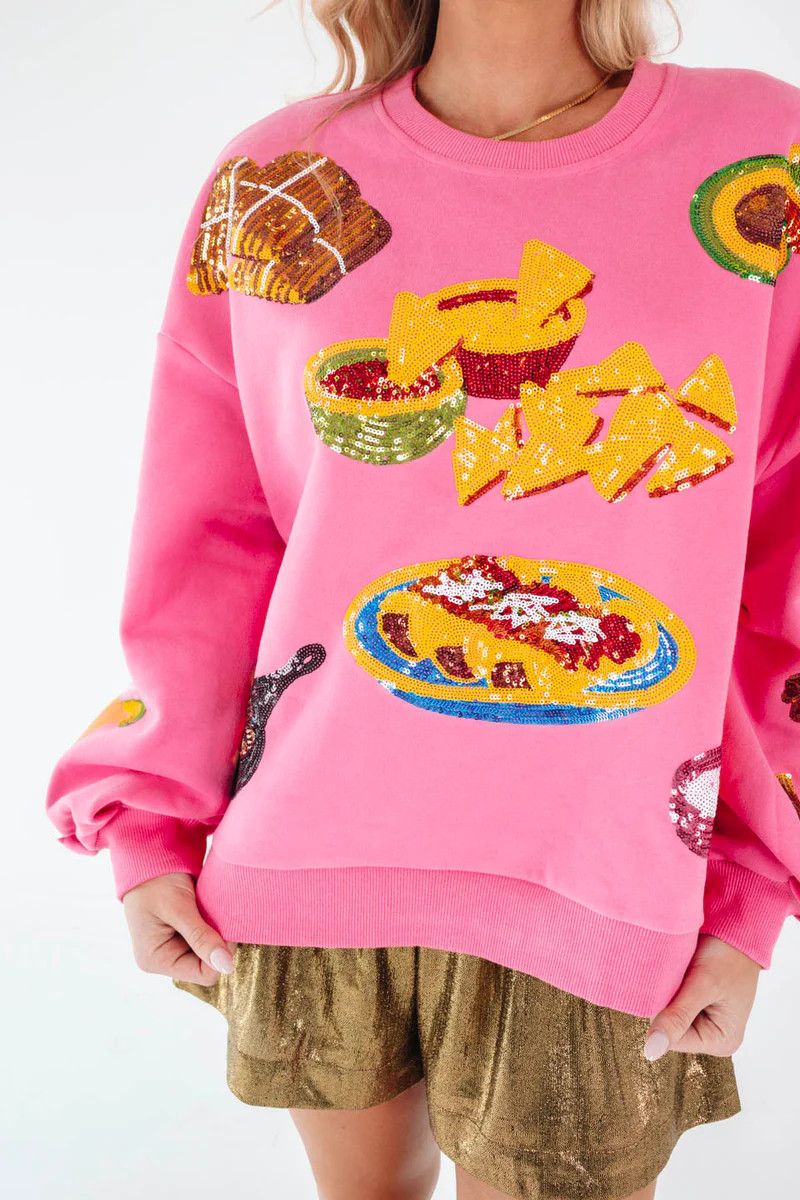 Queen of Sparkles Mexican Food Sweatshirt - Pink | The Impeccable Pig