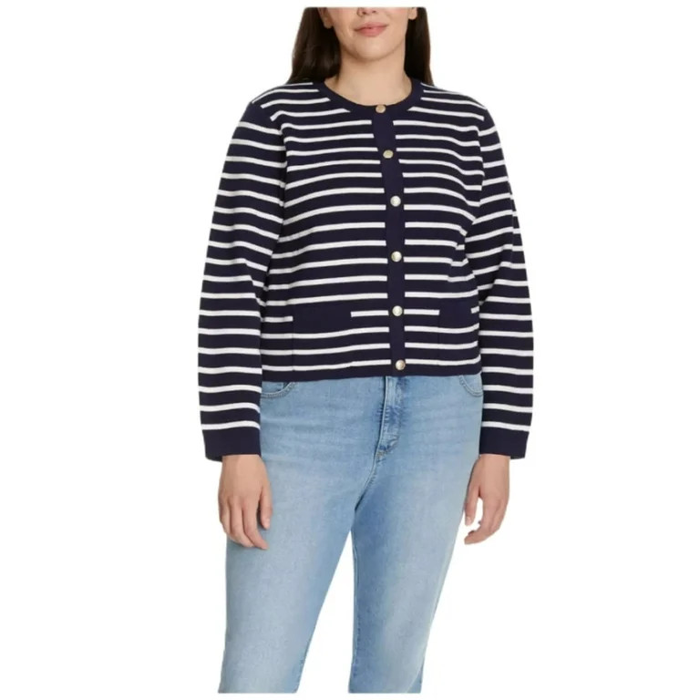 Nine West Women's Spring Cardigan, Navy/White Stripe - Medium | Walmart (US)