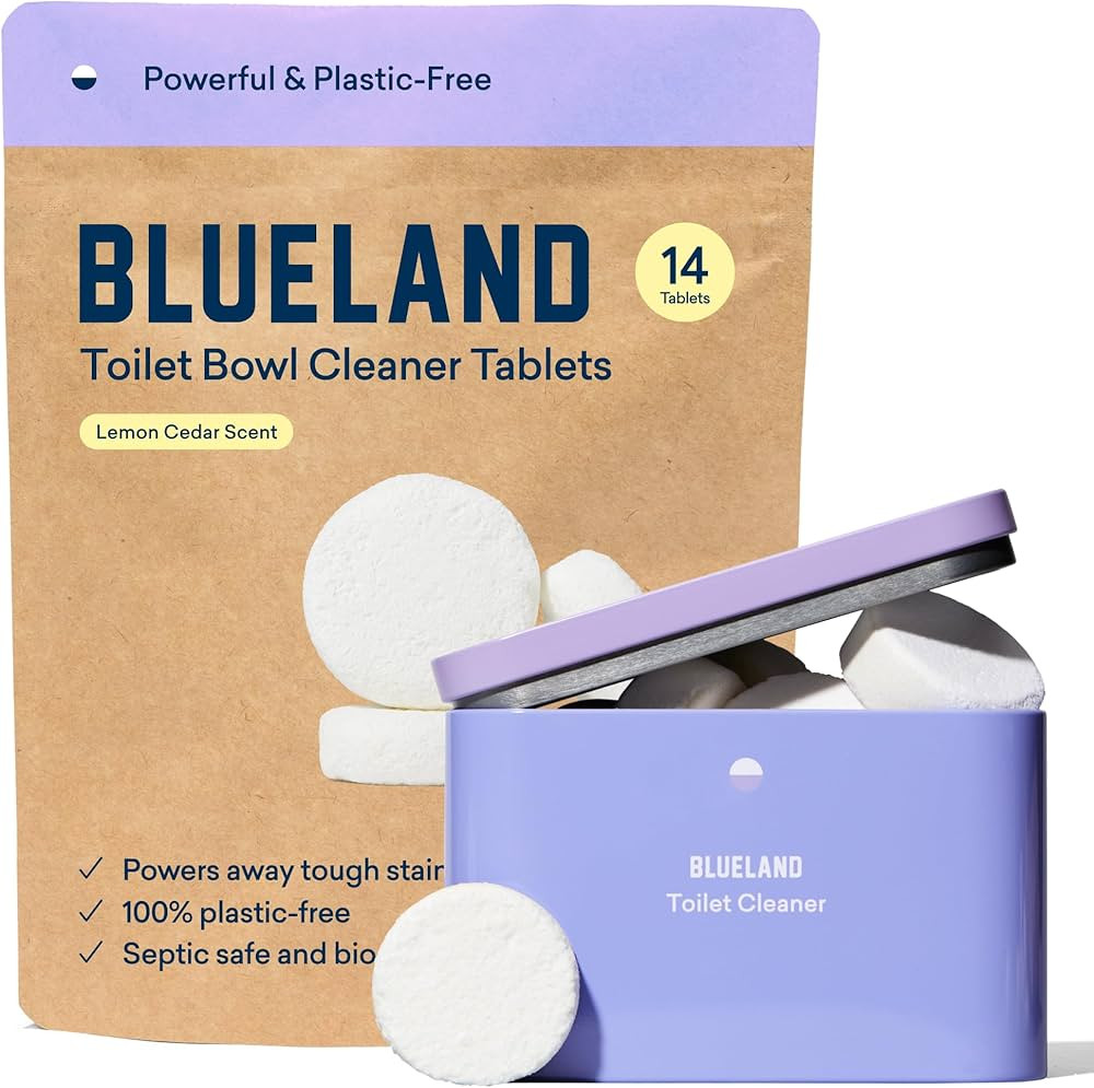 BLUELAND Toilet Bowl Cleaner Tablets, Starter Set, 14 Count with Tin, Lemon Cedar, Plastic-Free, ... | Amazon (US)