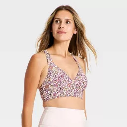 Women's Everyday Soft Light Support Longline Twist Front Sports Bra - All In Motion\u2122 Cream B... | Target
