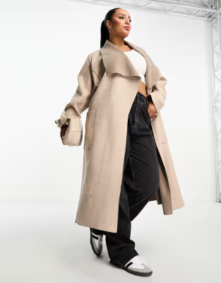 Vila Curve waterfall bonded borg coat in brown | ASOS | ASOS (Global)