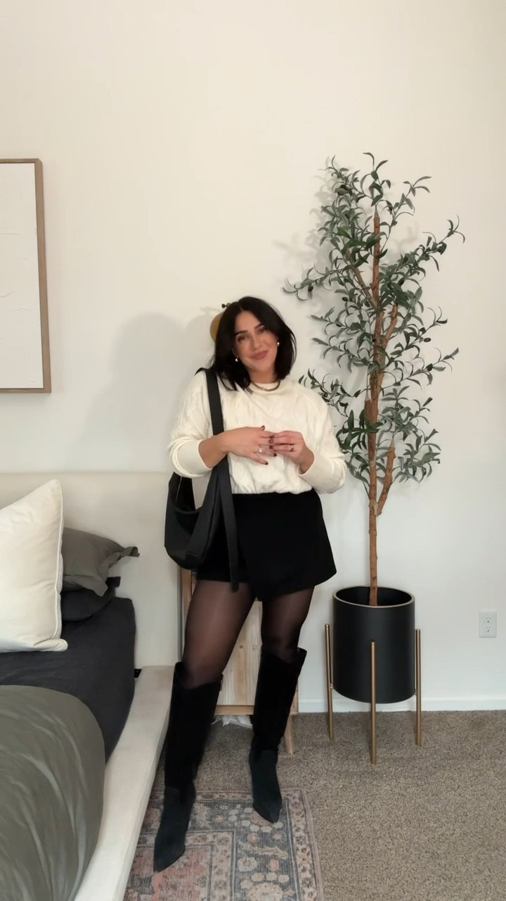 Holiday party outfit inspo with tights! Skort so no thigh chafing, sweater is old aerie but linking similar! So versatile and doesn't scream holiday, could be worn for winter date night!

10 in skort 
Size up in tights!

#LTKMidsize #LTKHoliday #LTKSeasonal