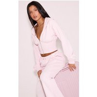 Pink Embroidered Interlock Cinch Waist Zip Hoodie | PrettyLittleThing US