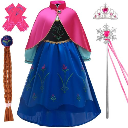 Snow Queen Princess Costume Birthday Party Dress Up for Little Girls with Wig,Crown,Wand,Gloves 3... | Amazon (US)