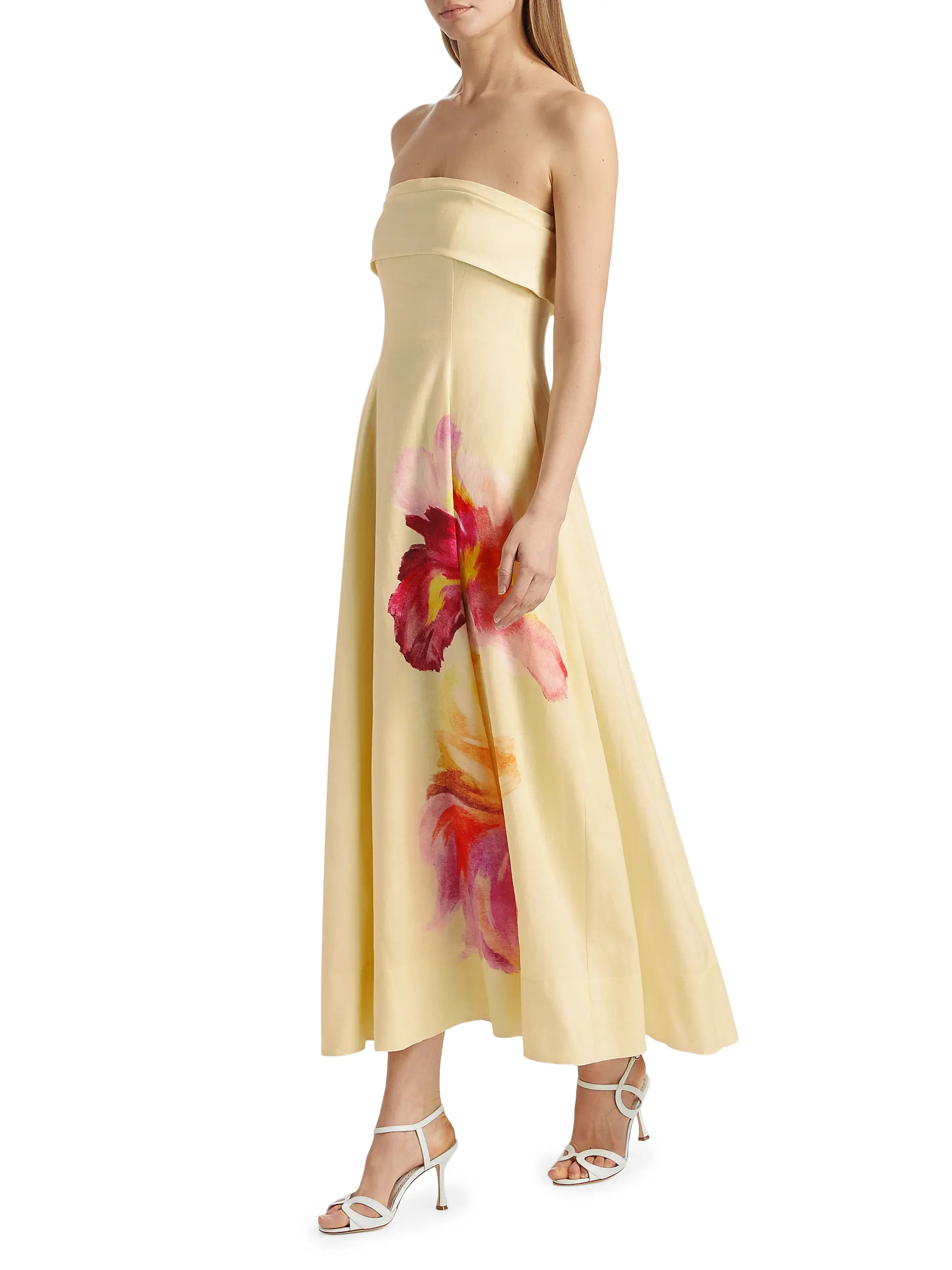 Melody Floral Linen-Blend Sleeveless Midi-Dress | Saks Fifth Avenue