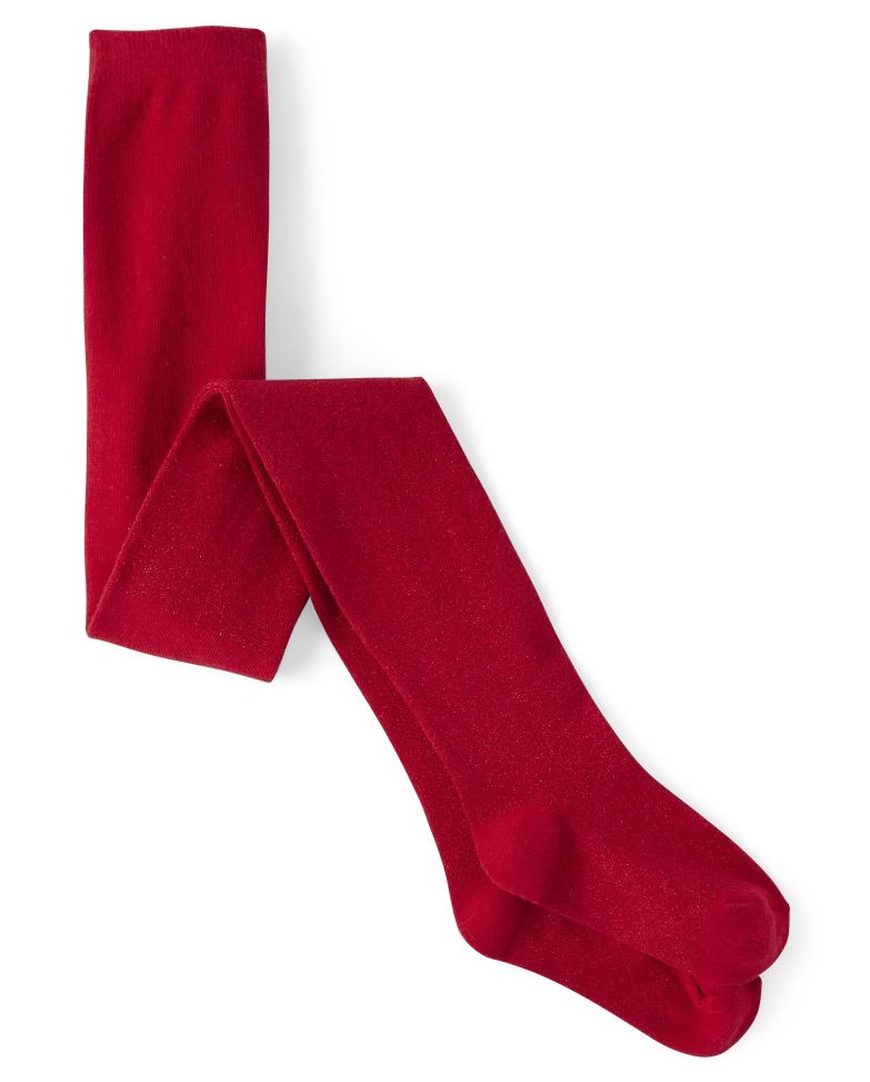 Girls Metallic Sparkle Ribbed Tights - classicred | The Children's Place