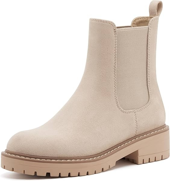 vodvob Women's Chelsea Boots Fashion Slip On Ankle Booties Casual Elastic Chunky Block Booties | Amazon (US)
