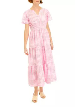 Petite Printed Tiered Midi Dress | Belk