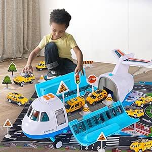 IHAHA Boy Toys Gifts for 2 3 4 5 6 Year Old, Airplane Toy with Smoke, Light & Sound, 16 Inches Bi... | Amazon (US)