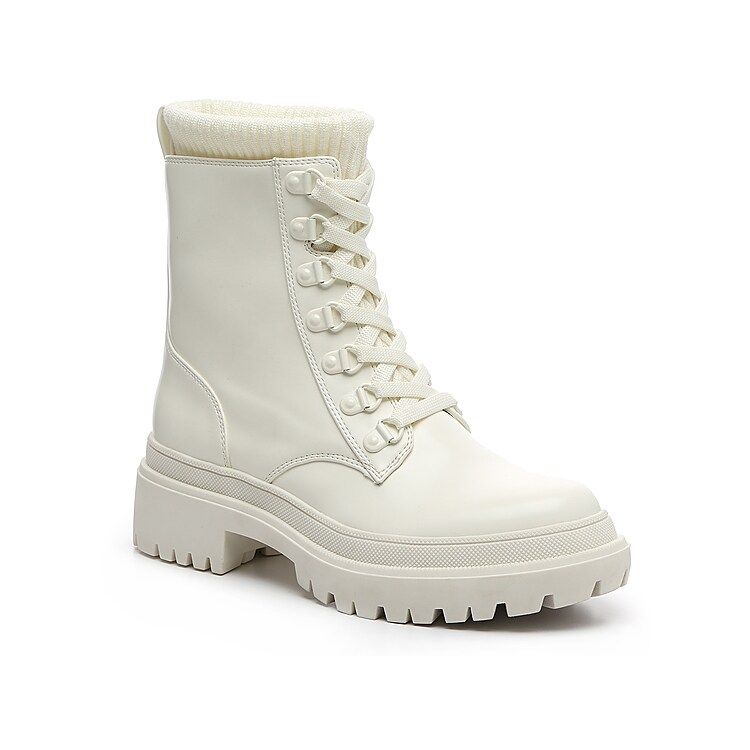 JLO JENNIFER LOPEZ Briana Combat Boot | Women's | White | Size 9.5 | Boots | Block | Bootie | Combat | DSW