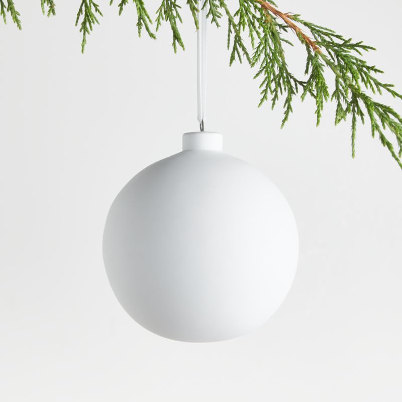 Matte White Porcelain Ball Christmas Tree Ornament | Crate and Barrel | Crate & Barrel