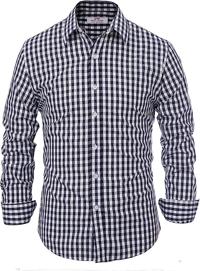 Paul Jones German Bavarian Oktoberfest Dress Shirt Checkered Button Down Shirt | Amazon (US)