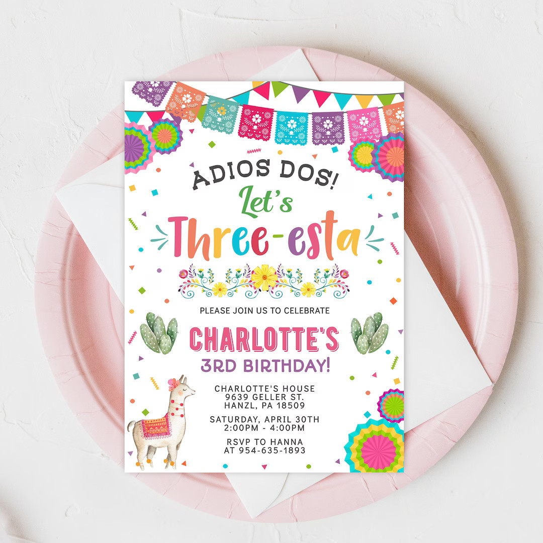 Fiesta Birthday Invitation EDITABLE Three-esta Birthday - Etsy UK | Etsy (UK)