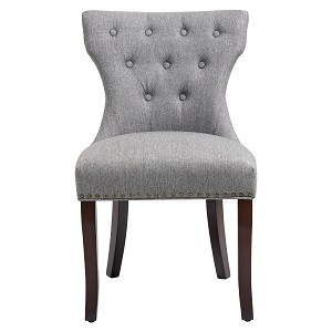 LSSBOUGHT Set of 2 Fabric Dining Chairs Leisure Padded Chairs with Brown Solid Wooden Legs,Nailed... | Amazon (US)