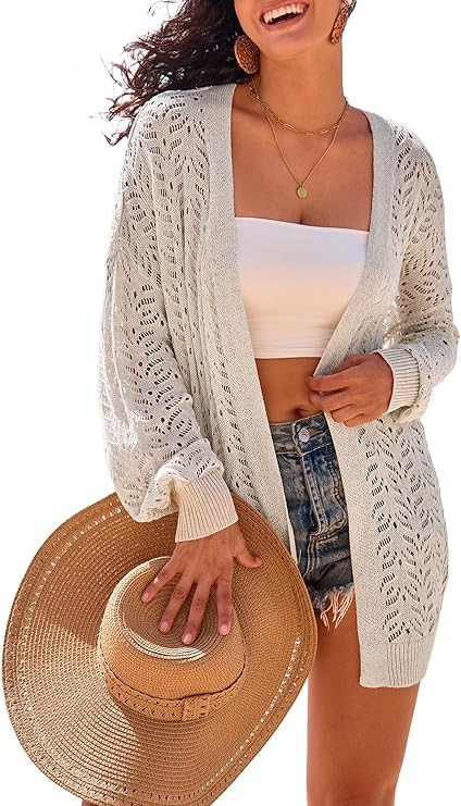 Arach&Cloz Women's Crochet Cover Up Linen Blend Open Front Beach Oversized Kimonos 2026 | Amazon (US)