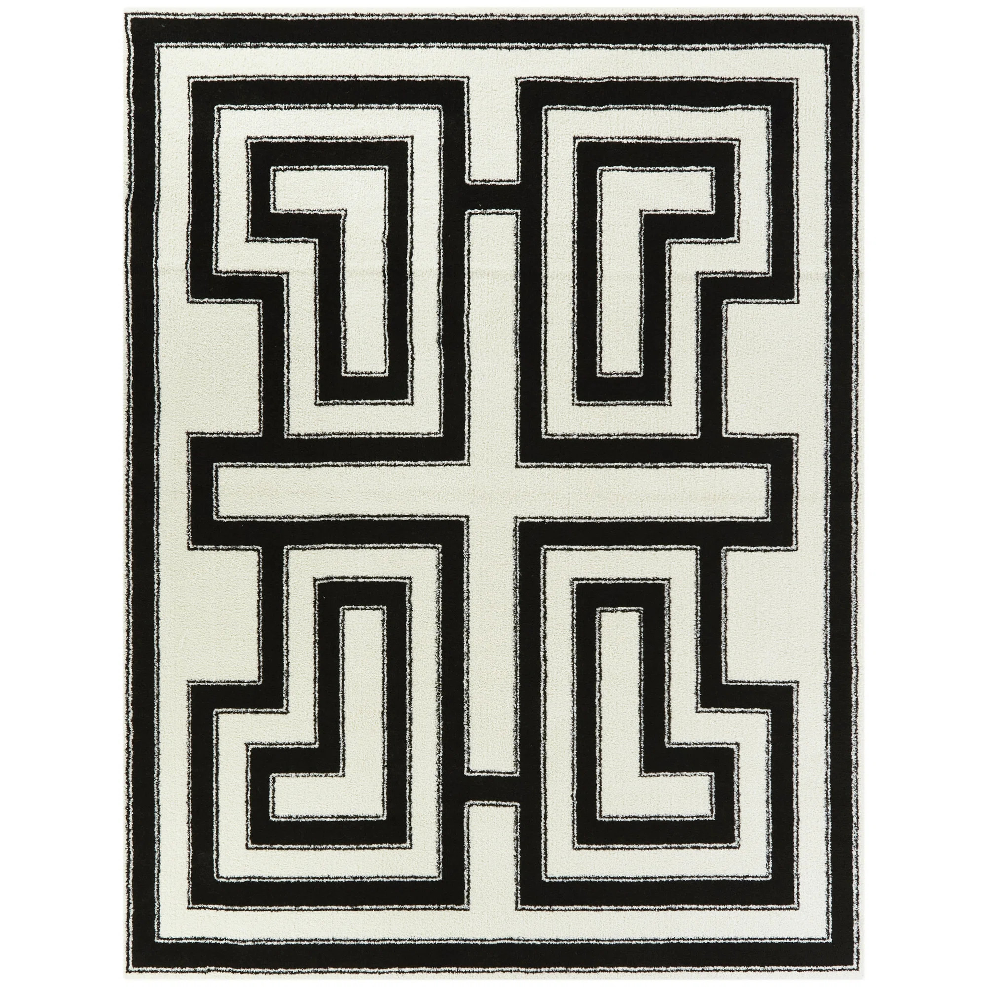 Rectangle 7'10" X 10' Zeitz Geometric Black/White Area Rug | Wayfair North America