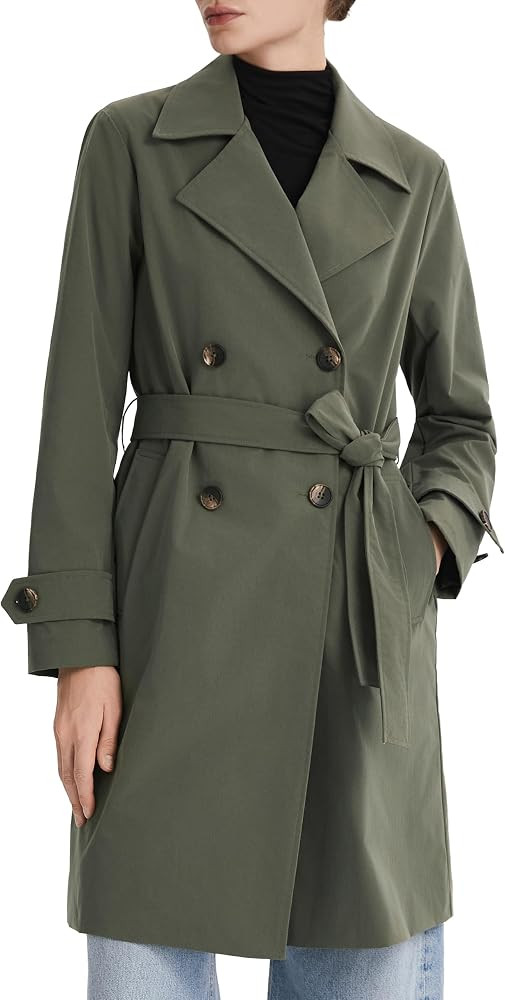 Orolay Women's Double Breasted Trench Coat Lapel Collar Casual Jacket Long Windbreaker | Amazon (US)
