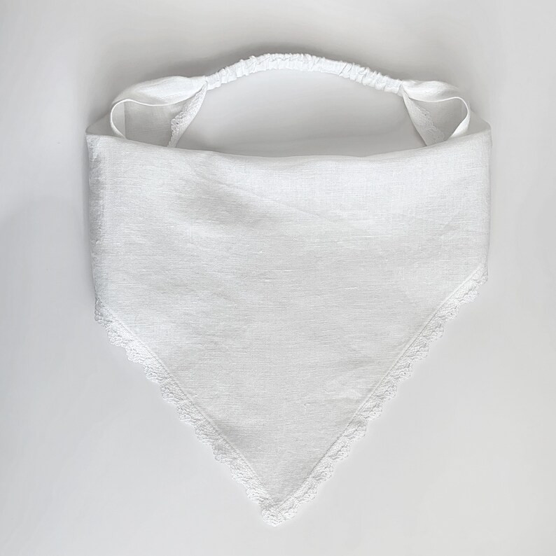 Linen Lace Trim Triangle Head Scarf, Wrap Elastic Headband, Kercheif, Hair Scarf, Hair Wrap, Wome... | Etsy (US)