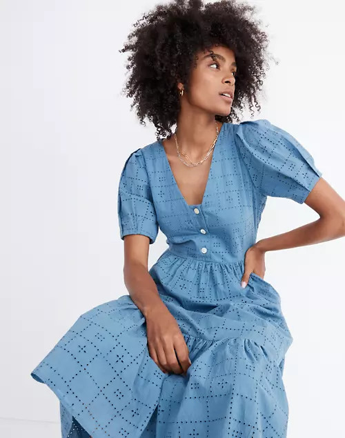 Quilted Eyelet Midi Dress | Madewell