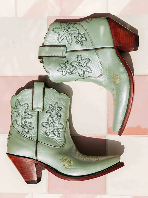 Bliss Bootie - Metallic Misty Green | Women's Cowboy Boots | Besita Boots | Besita Boots