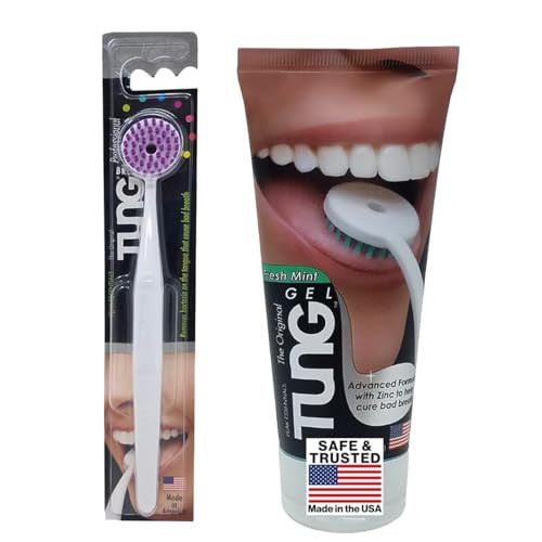 Tung Tongue Brush & Gel Kit | Tongue Cleaner for Adults | Tongue Scraper to Fight Bad Breath and Halitosis | Mouth Odor Eliminator | Fresh Mint | Made in America (Set of 1) | Amazon (US)