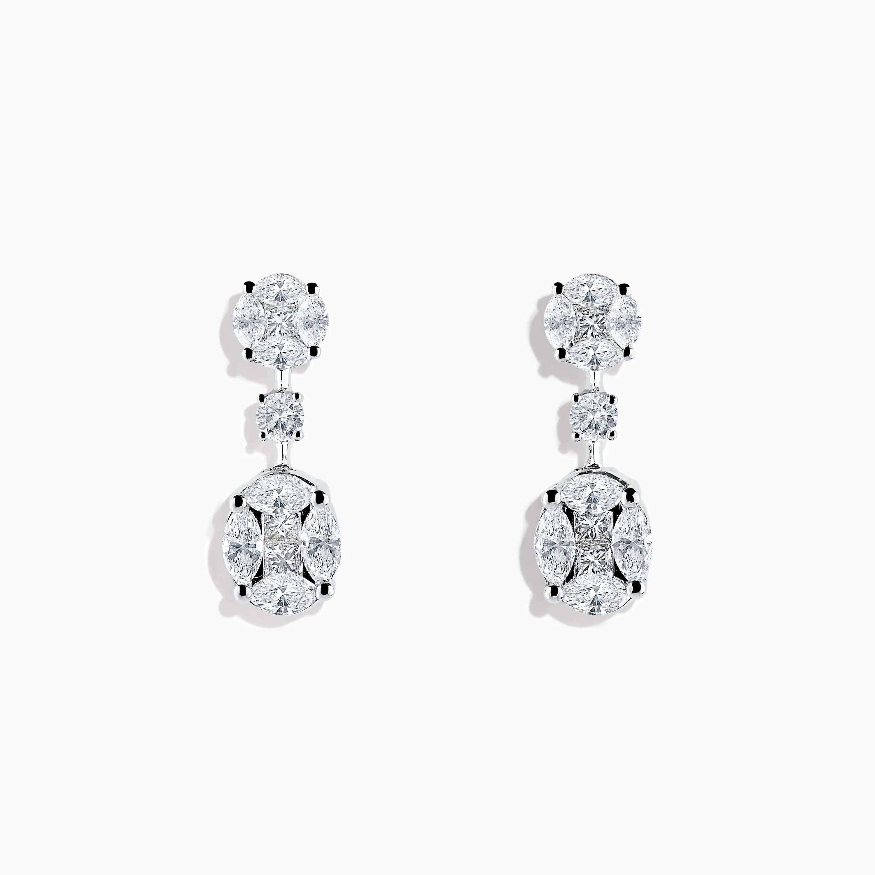 Pave Classica 18K White Gold Diamond Drop Earrings | Effy Jewelry
