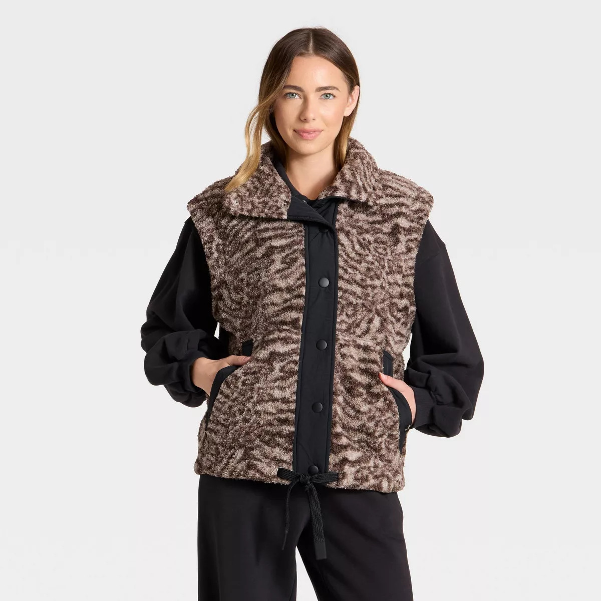 Women's High Pile Vest - JoyLab™ Animal Print XL | Target