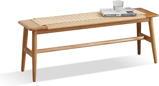 Vadisun 100% Solid Oak Wood Bench,Hand Woven Chair Surface Design,Solid Structure of Chair Legs,B... | Amazon (US)