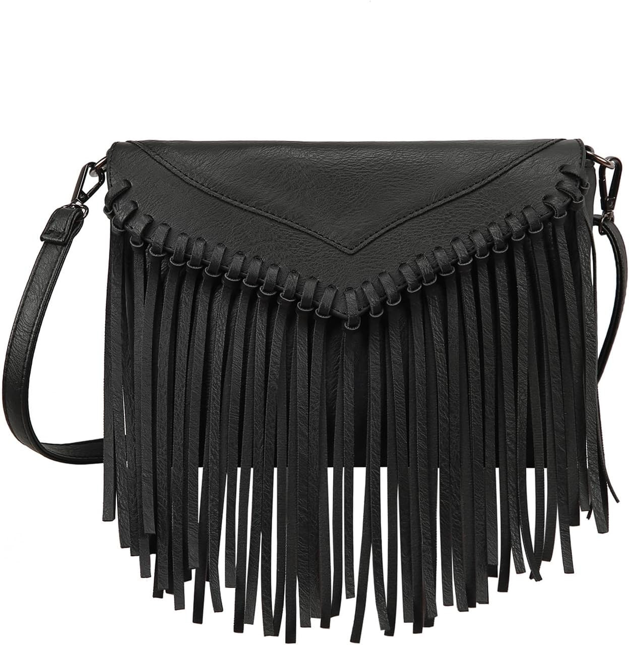 HDE Women's PU Leather Hobo Fringe Crossbody Tassel Purse Vintage Flap Envelope Handbag Western Sling Shoulder Bag | Amazon (US)