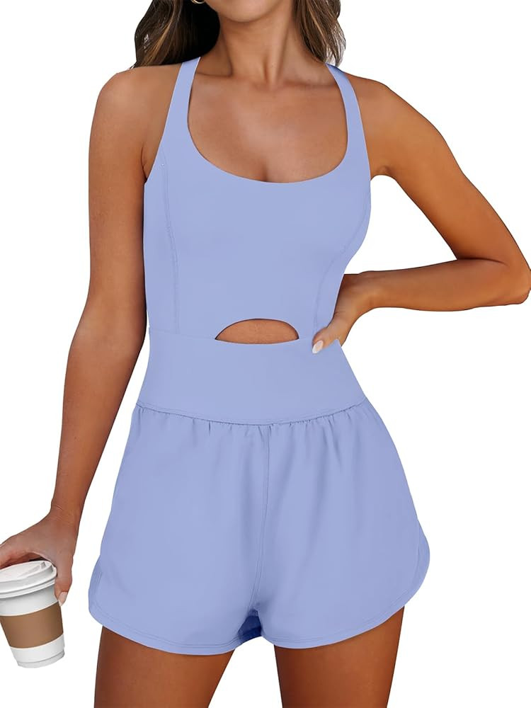 Caracilia Women's Workout Athletic Romper Summer Sets Short Jumpsuits Onesie Running Outfits Exer... | Amazon (US)