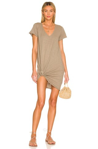 Bobi V Neck T Shirt Dress in Basil from Revolve.com | Revolve Clothing (Global)