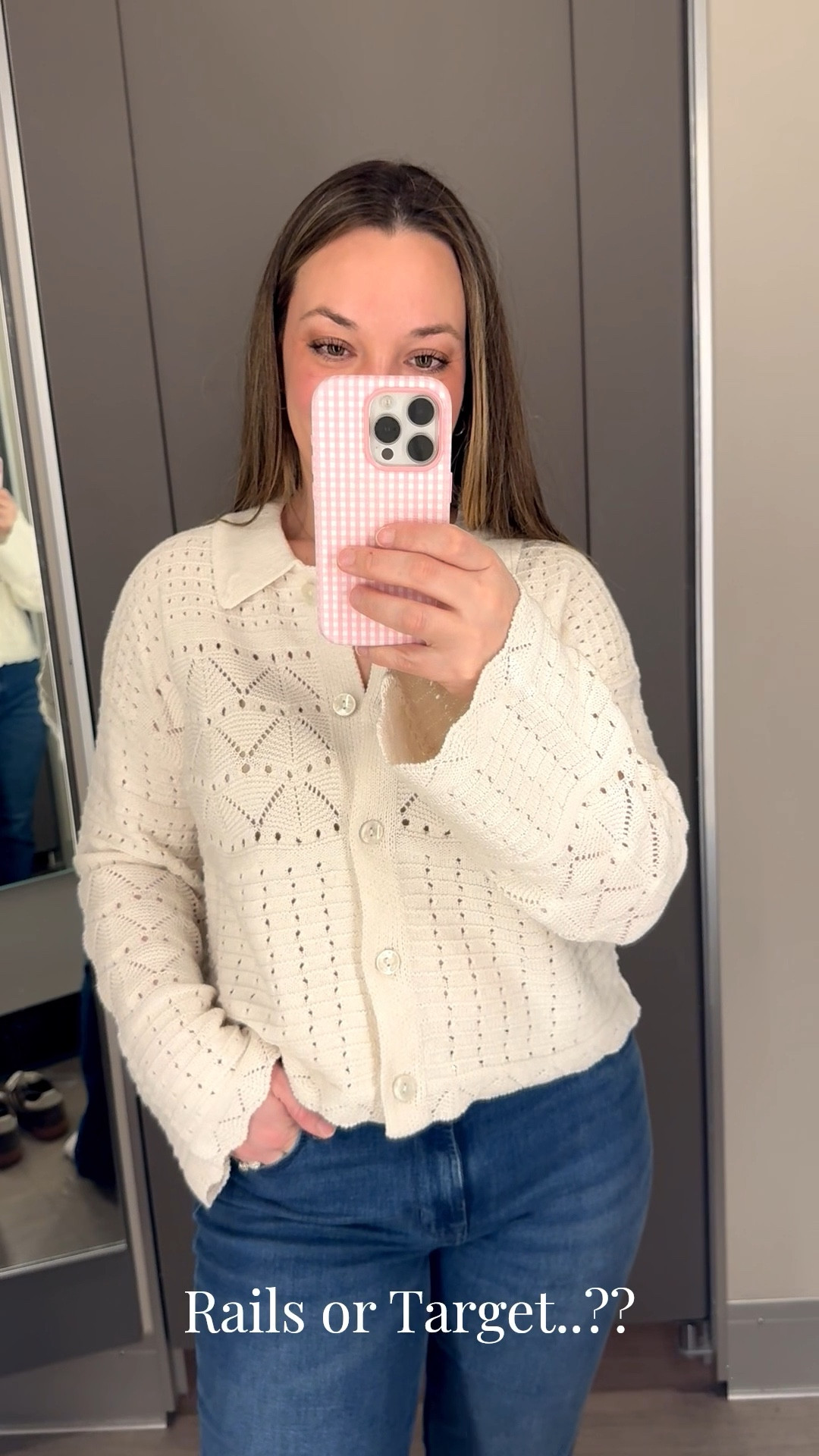 White crochet cardigan collared sweater spring outfits wide bell sleeves 

This sweater is so similar to a Rails sweater that I have! I could barely believe I was finding it at Target 😍 comes in this white color and black!

Wearing size small here. Could probably size down to XS. Definitely runs big!

#LTKMidsize #LTKgrwm #LTKselfcare